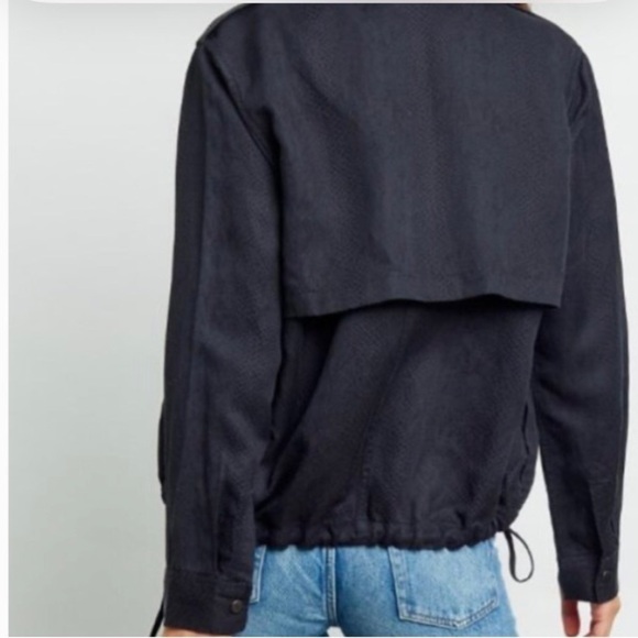 Rails Collins Jet Cobra Short Linen Blend Jacket In Jet XS Black Grey Pockets - Picture 5 of 14